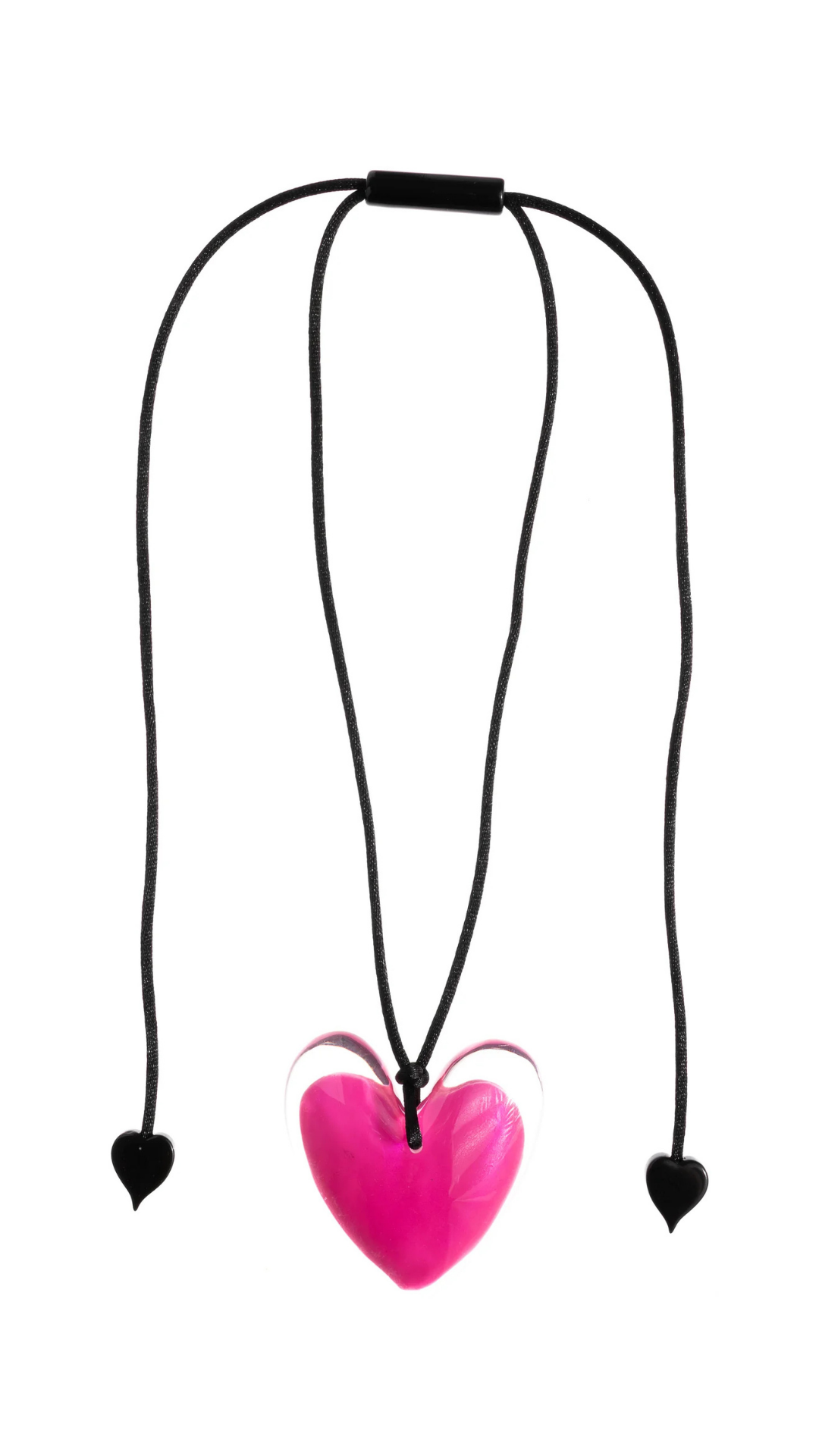 Ole Collection - Small Pink Heart With Clear Border Pendant Necklace. Style 5440201NPINQ00