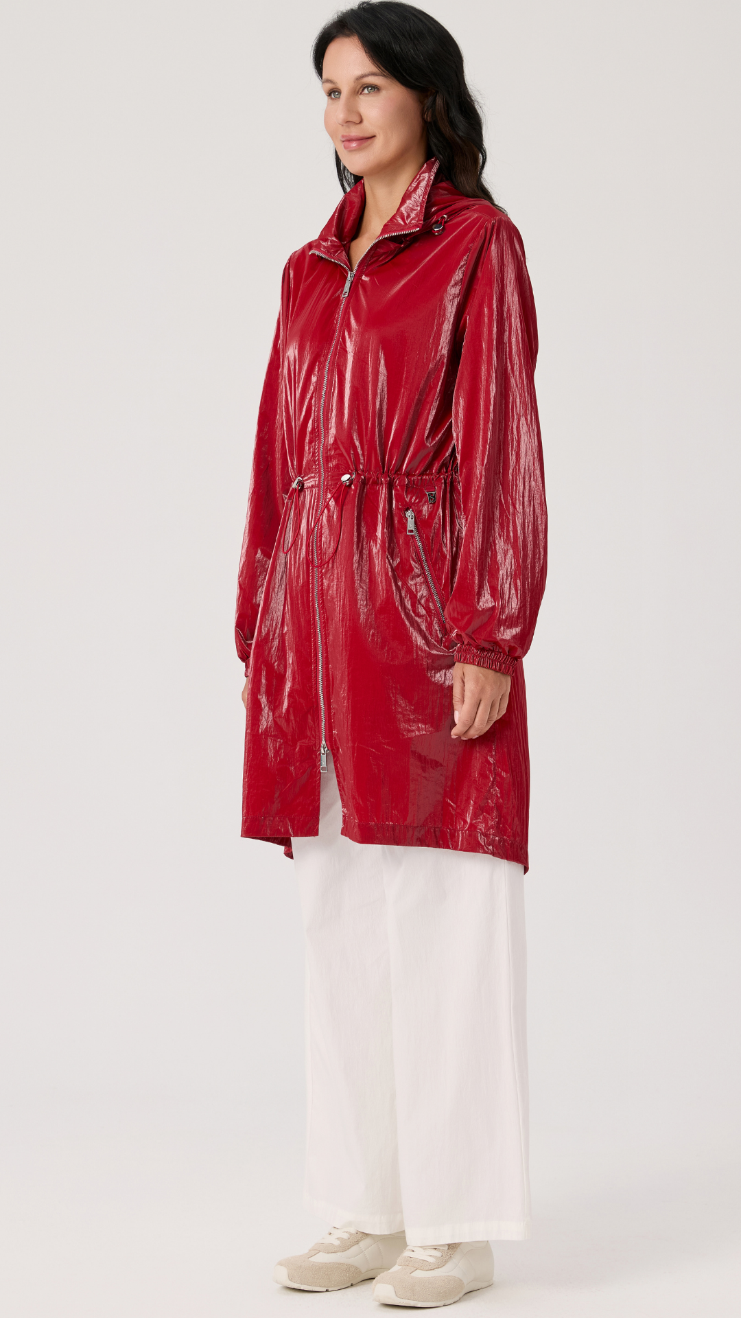 Zip Front Waterproof Red Spring Rain Jacket. Style NIKJS6016-504