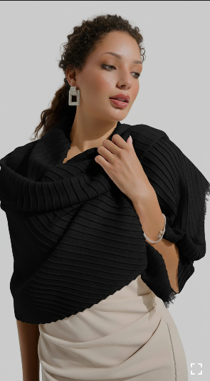 Signature Woven Pleated Rectangular Scarf. Style JR261781