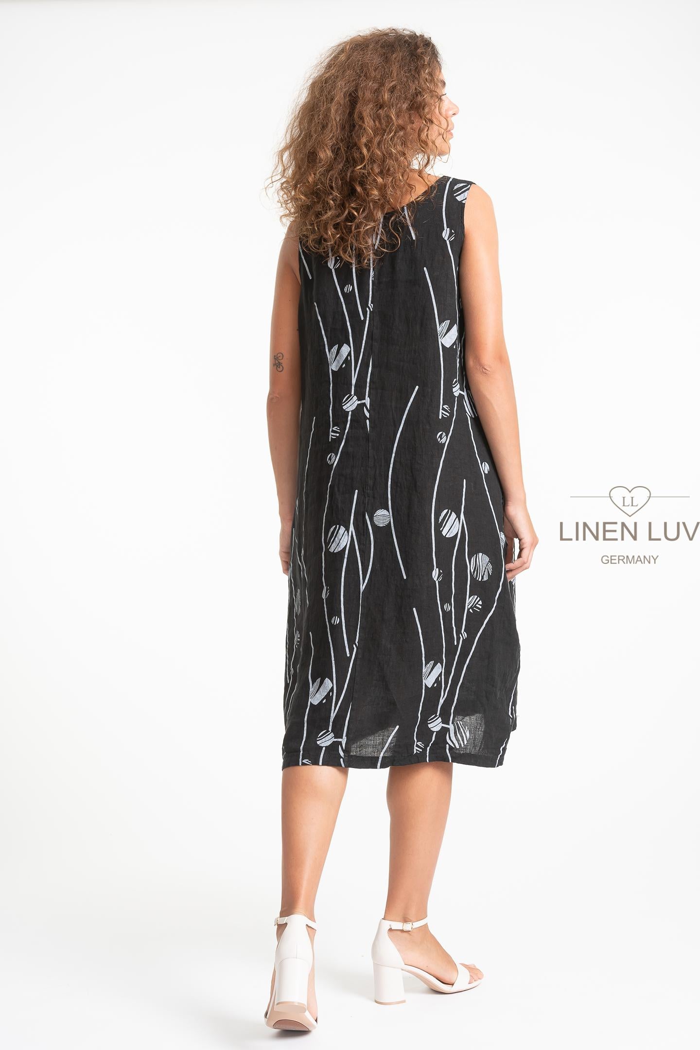 Printed Cocoon Silhouette Linen Dress. Style LL1558P