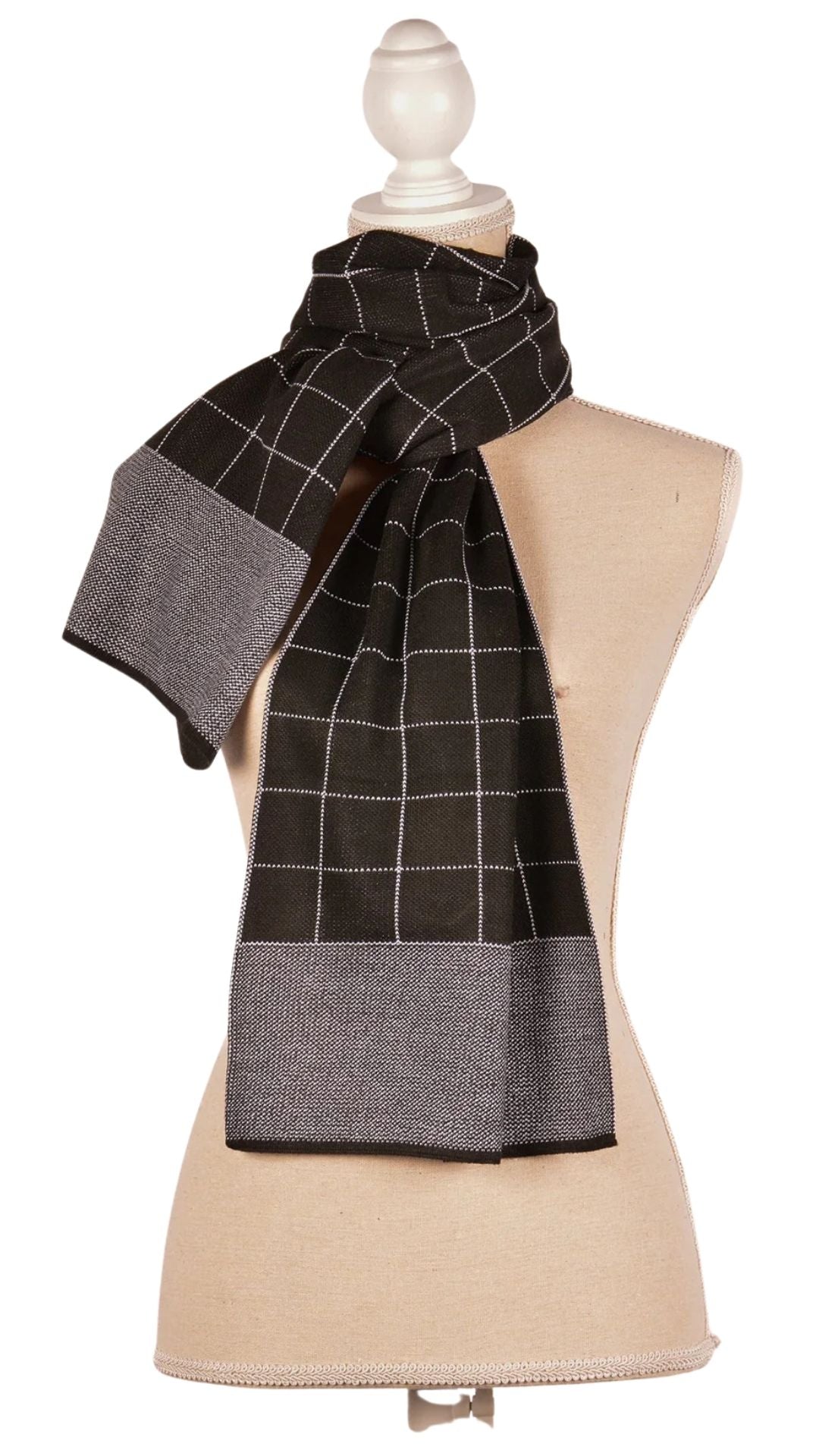 Black & Grey Checkered Scarf. Style CLWGC2904