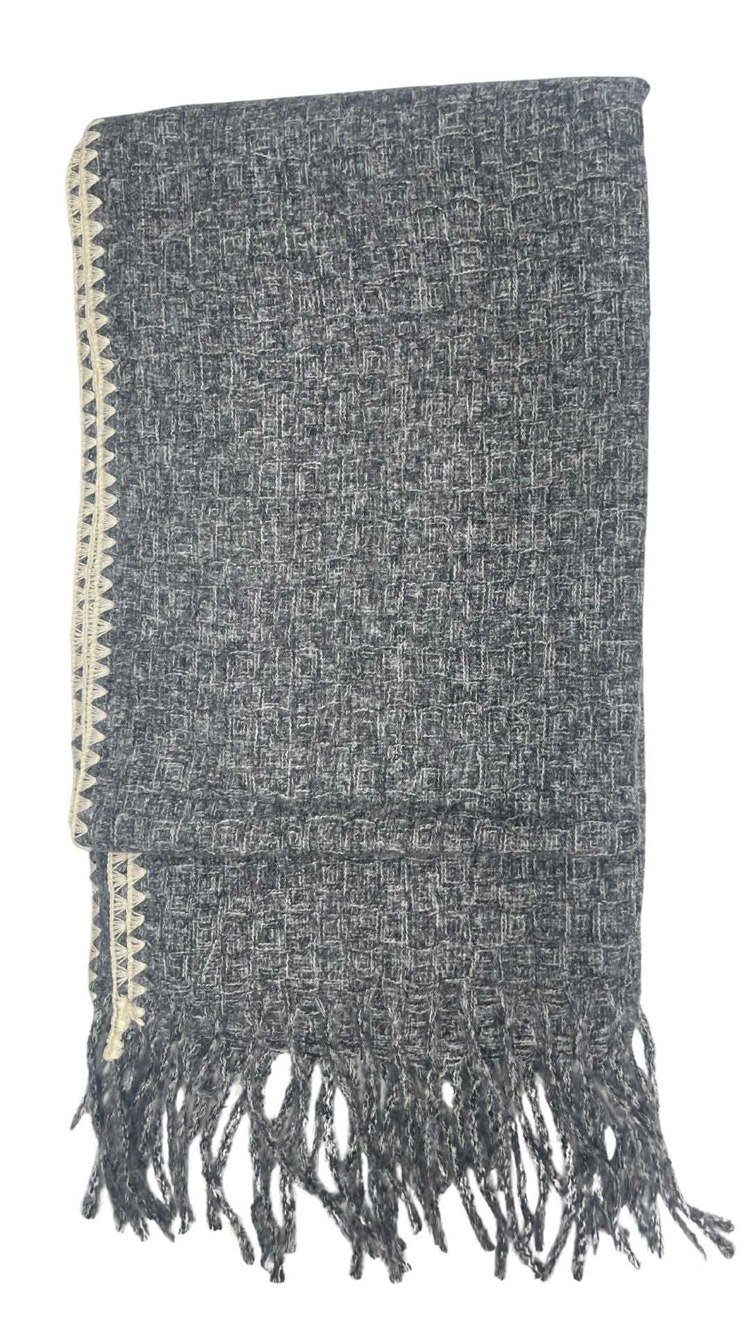 Whipstitch Detail Fringed Knit Scarf. Style CLWGC2926
