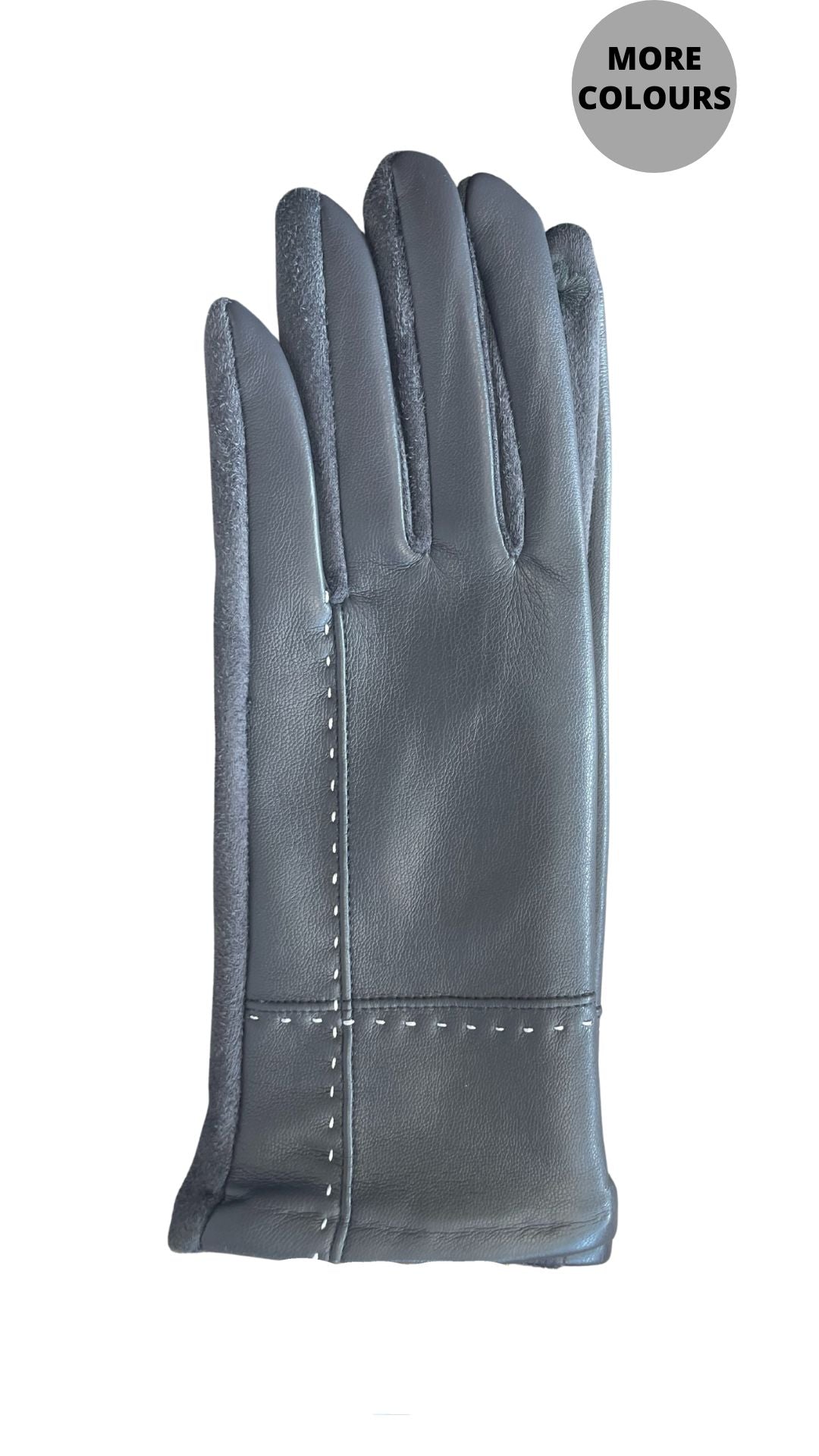 Vegan Leather Stitched Stretch Gloves. Style ELWMILA34
