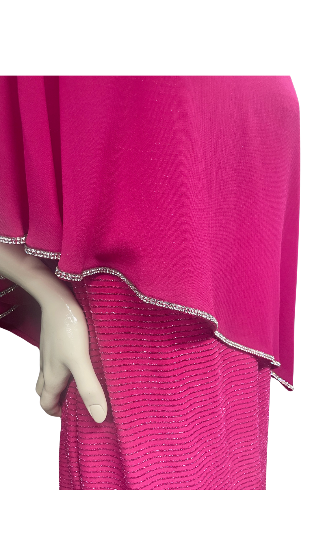 Cape Overlay with Rhinestones Dress. Style FL258276