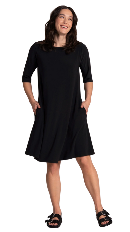 Black Nu-Trapeze Dress. Style SI28198-1BLK