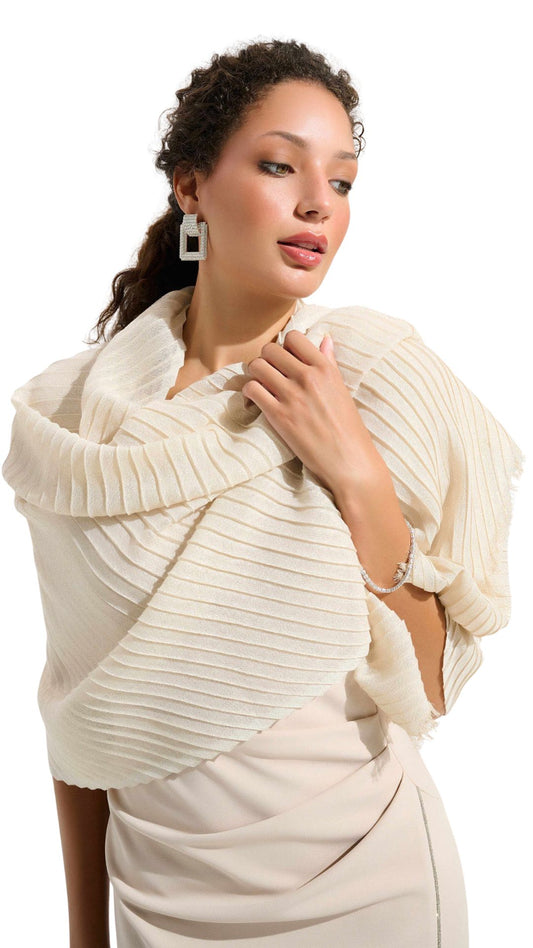 Signature Woven Pleated Rectangular Scarf. Style JR261781