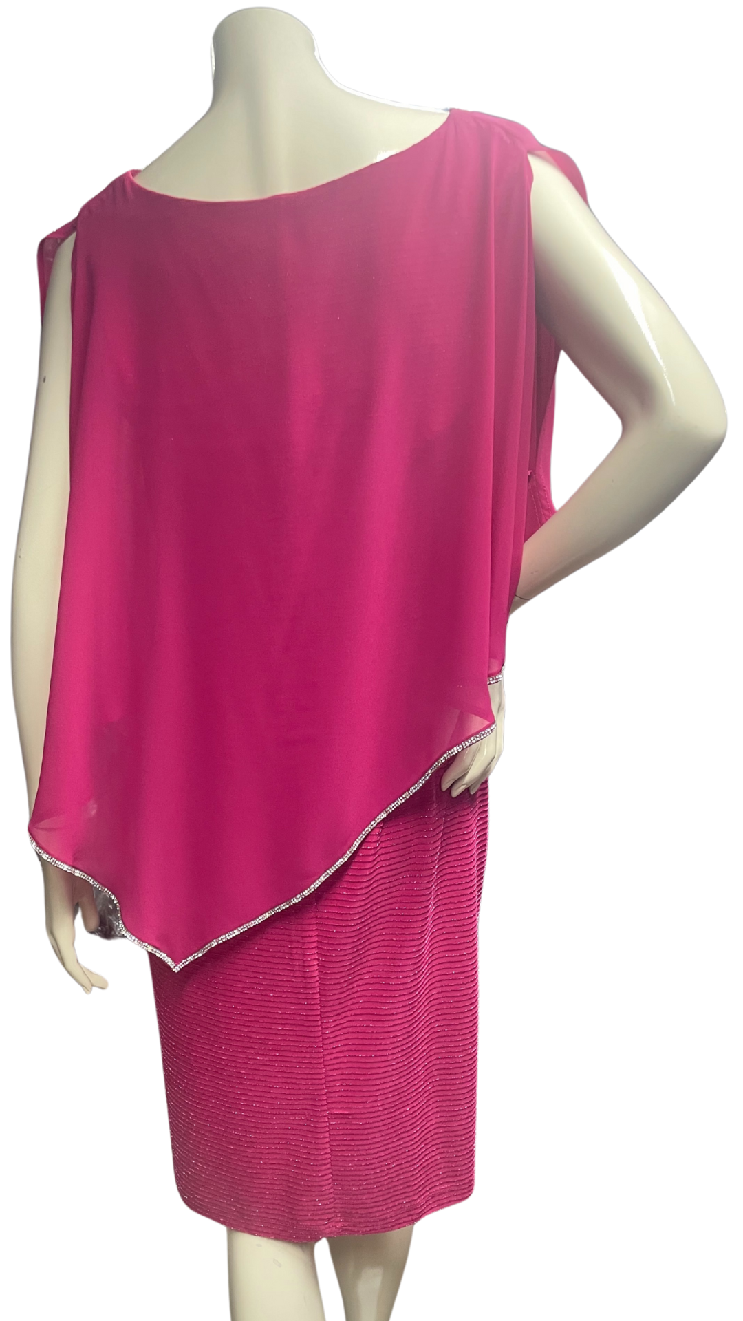 Cape Overlay with Rhinestones Dress. Style FL258276