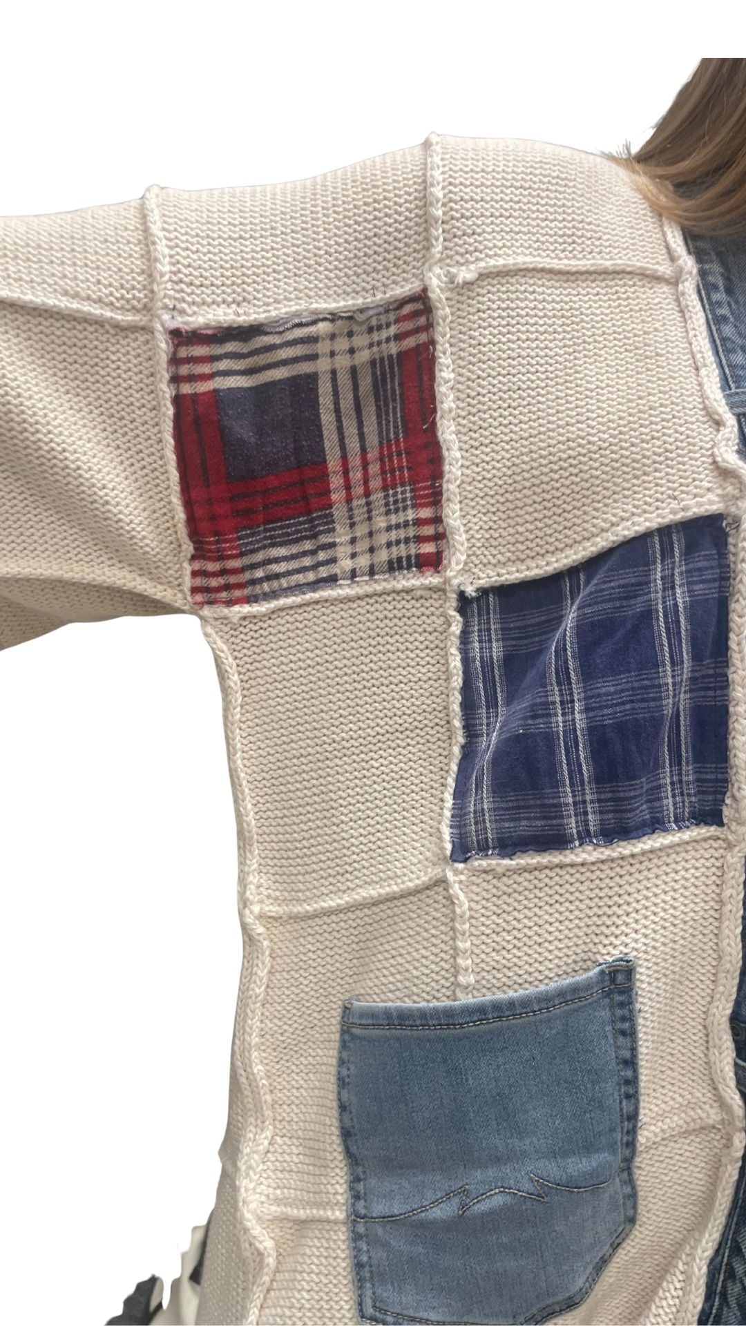 Flannel Valley Patch Cardigan. Style SHNP5568