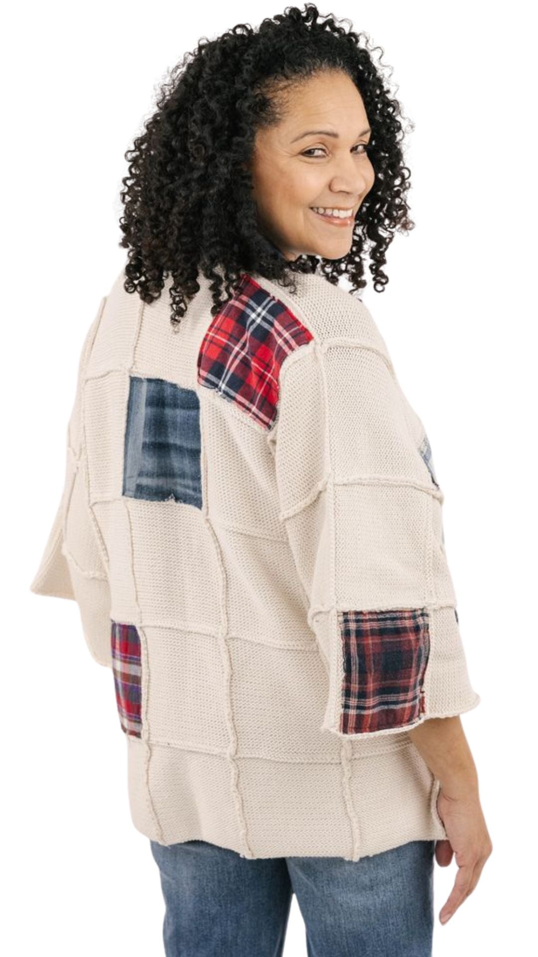 Flannel Valley Patch Cardigan. Style SHNP5568