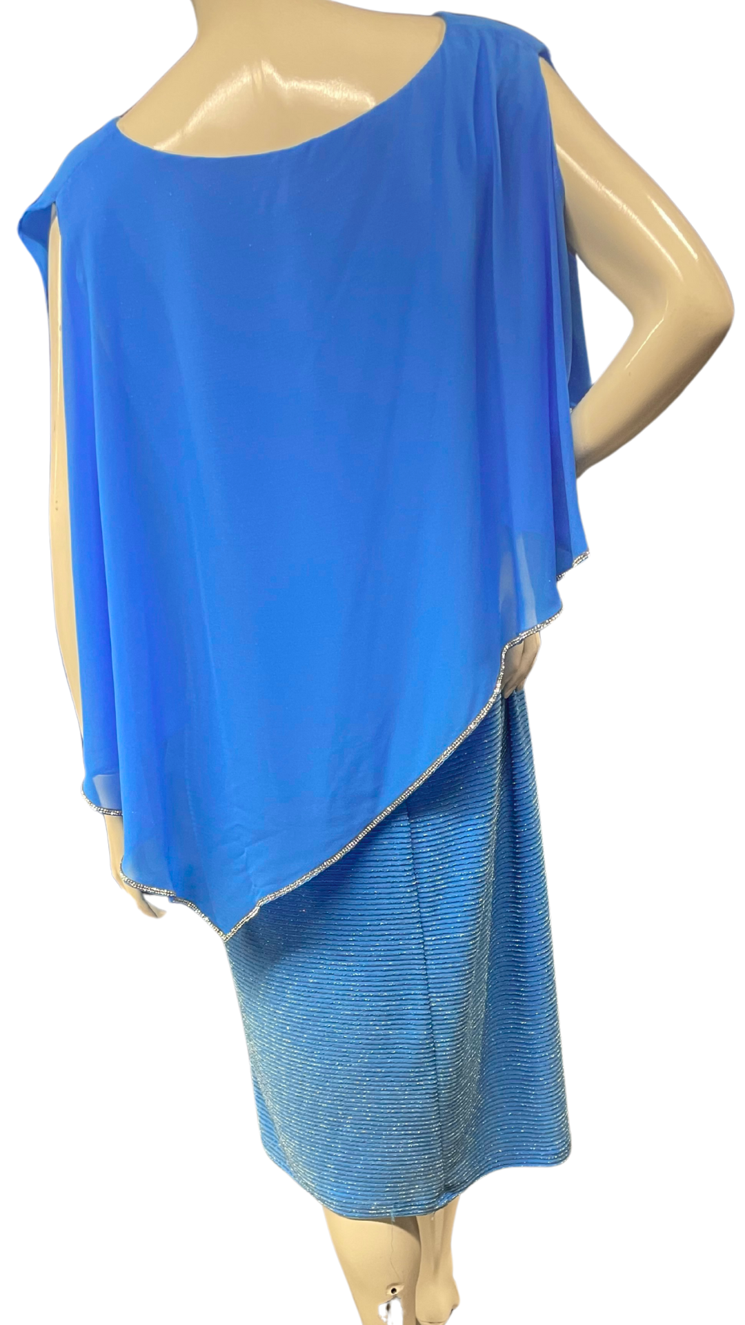 Cape Overlay with Rhinestones Dress. Style FL258276