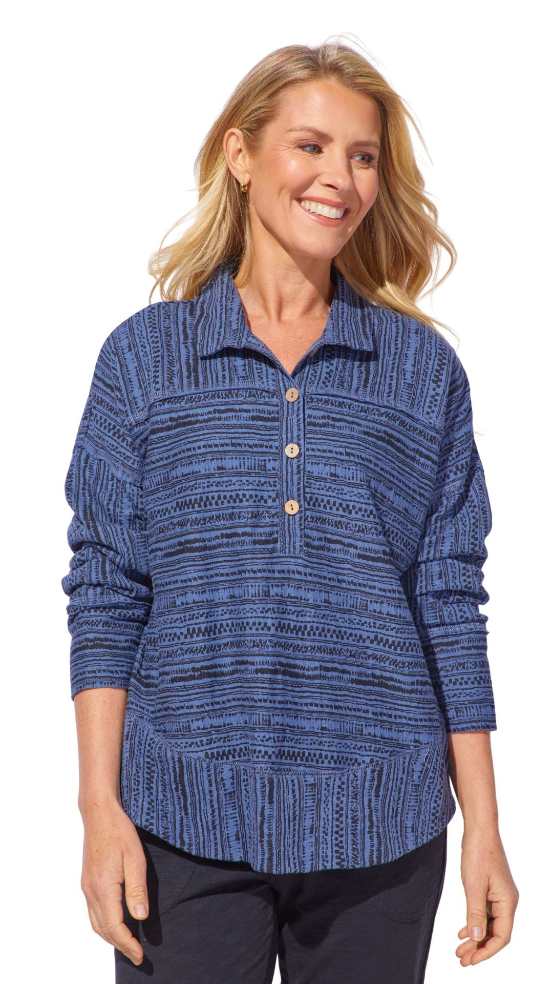 Quarter Button Front Seaside Pull-Over. Style ESC15165