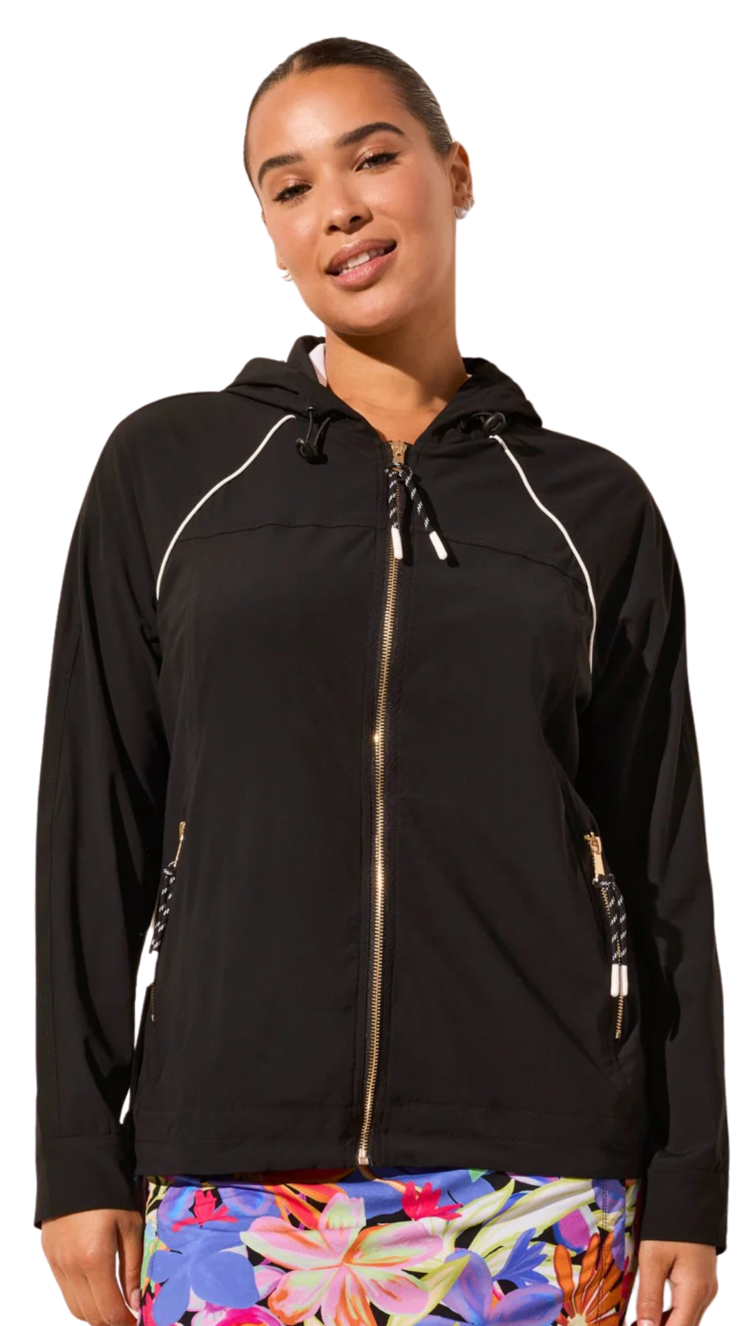 Contrast Detail Stretch Hooded Jacket. Style TR2086O-3668