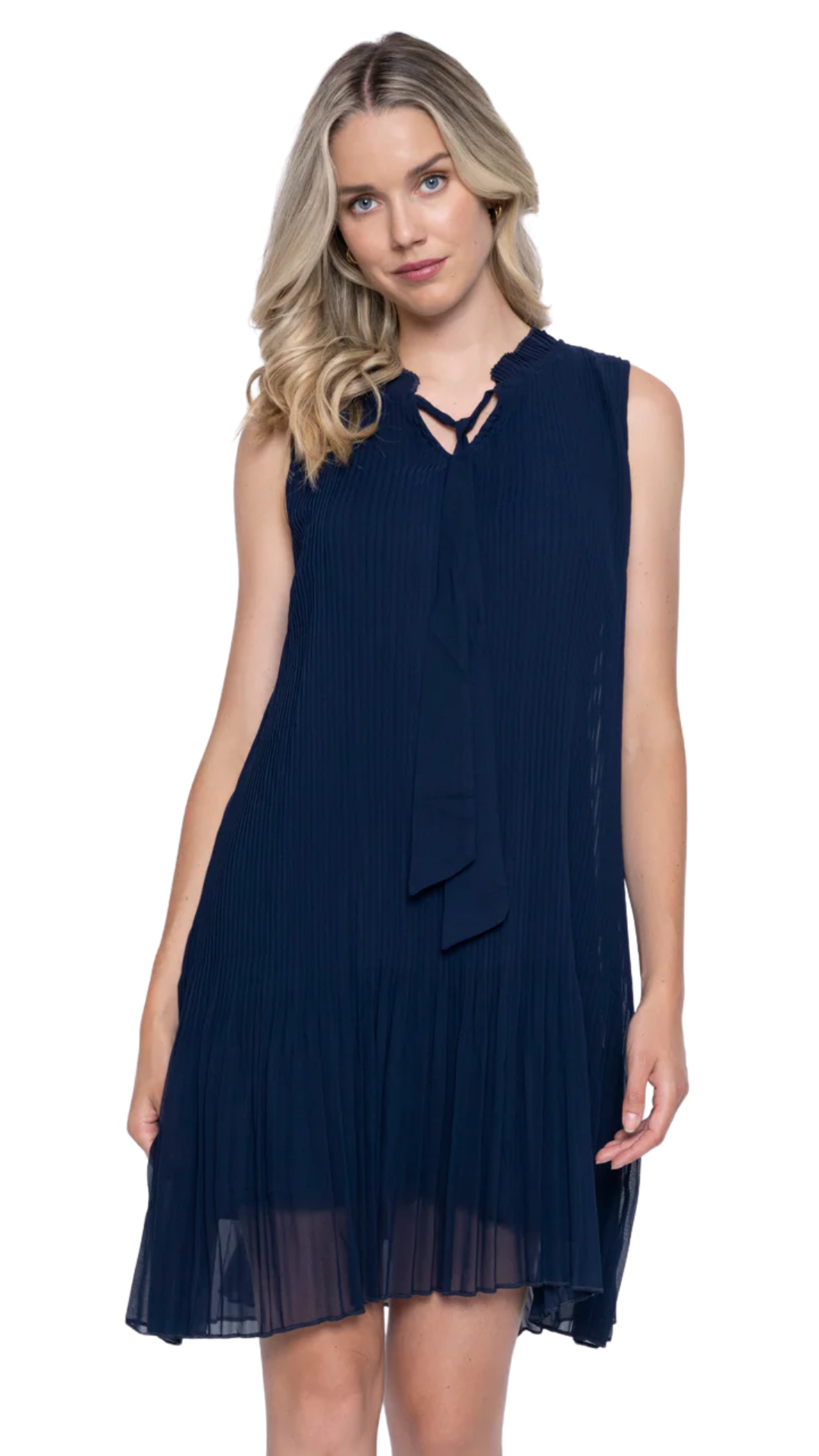 Neck Tie Pleated Mini Dress. Style PYGS607