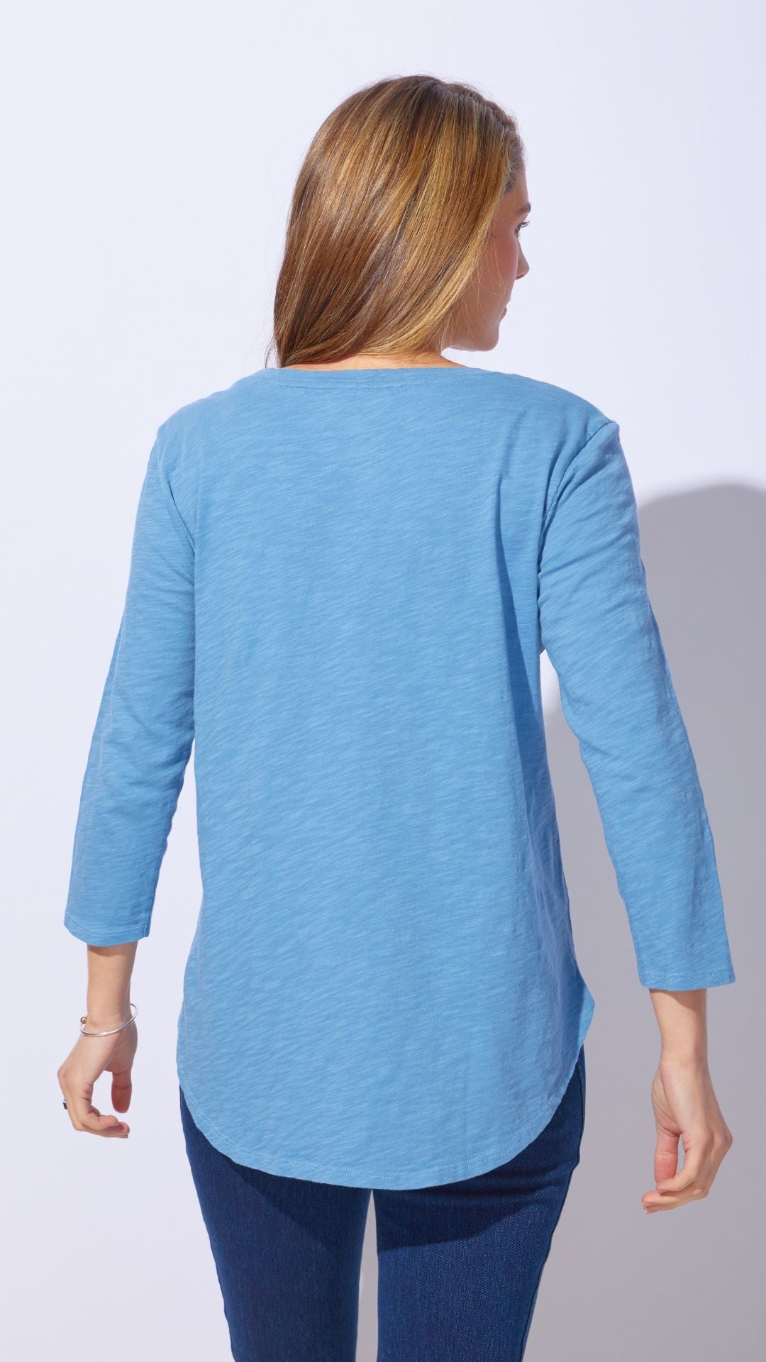 Round Neck 3/4 Sleeve Dragonfly Top. Style ESC40004