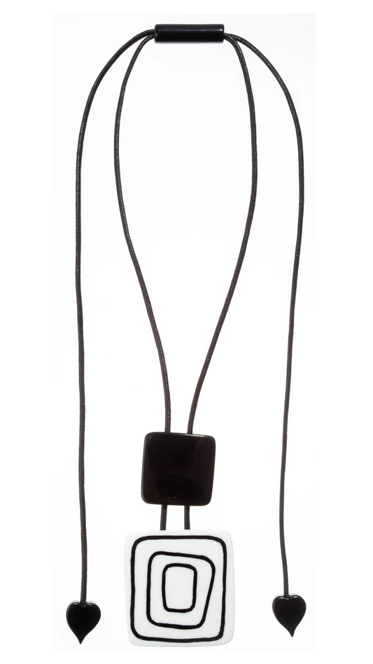 Vertigo Collection - Black & Patterned Pendant Necklace. Style 3440201BLAKQ00
