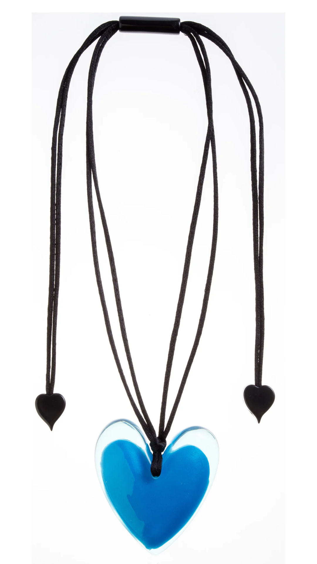 Ole Collection - Large Blue Heart with Clear Border Pendant Necklace. Style 5440201BLUEQ00