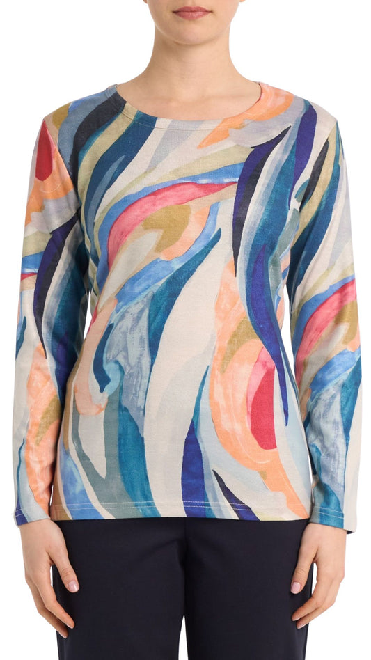 Multi Colour Art Design Long Sleeve Top. Style MIMX25074