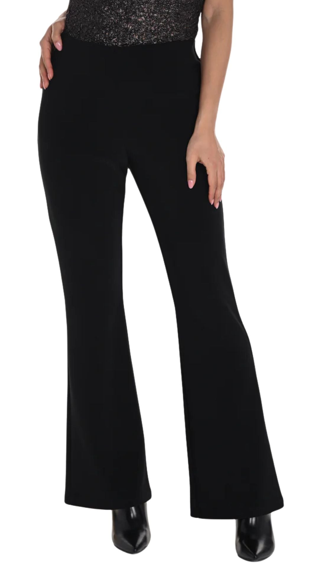 Solid Black Pull-On Wide Leg Pant. Style FL254015
