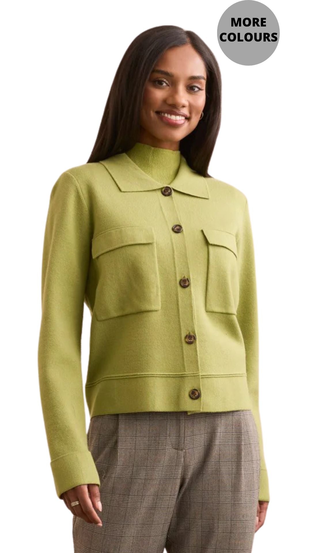 Double Knit Collared Cardigan. Style TR1930O-8030