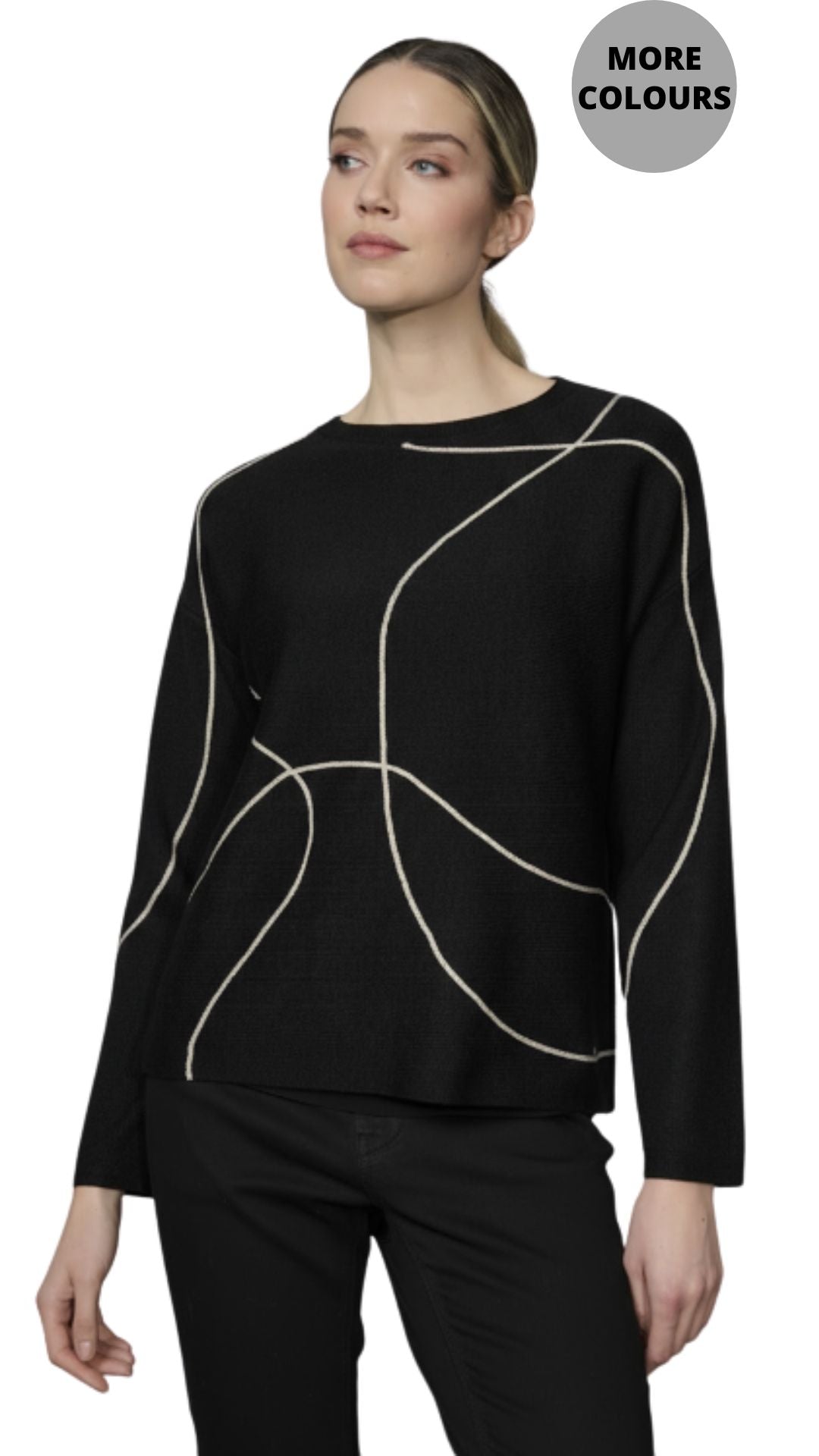 Sparkly Metallic Line Print Long Sleeve Top. Style PYFK211