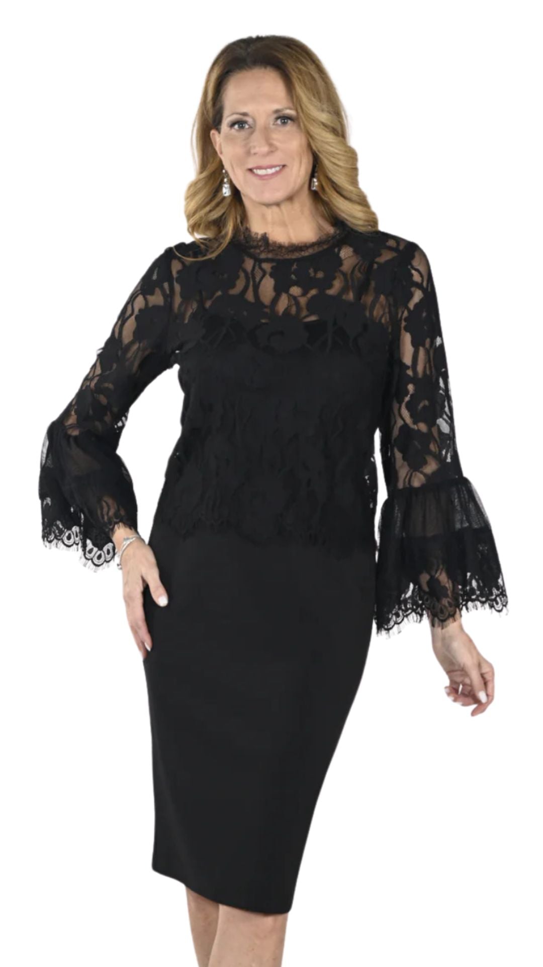 Black Sleek Pencil Skirt. Style FL239163