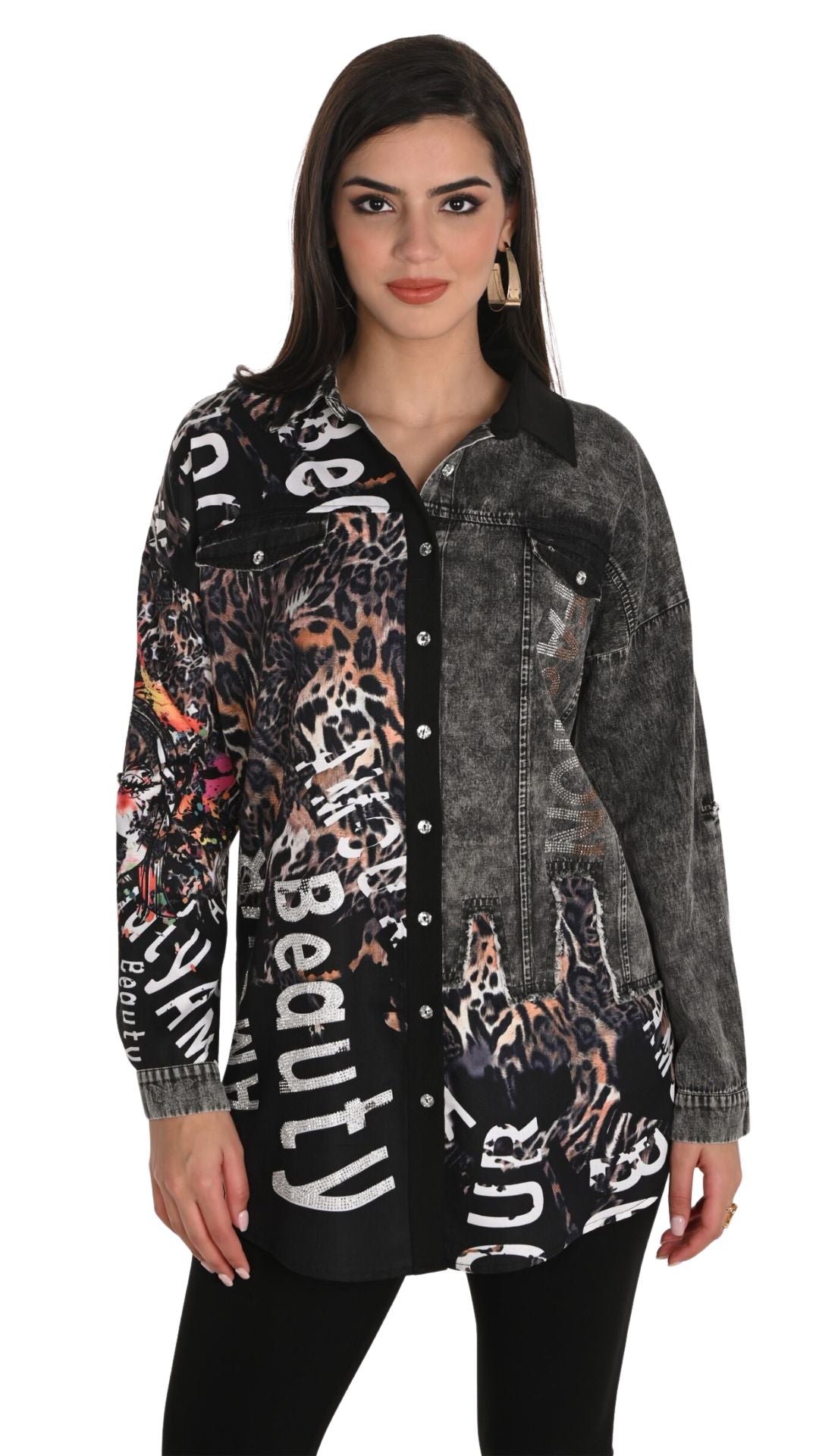 Multi Colour & Multi Print Button-Up Shirt. Style FL253749
