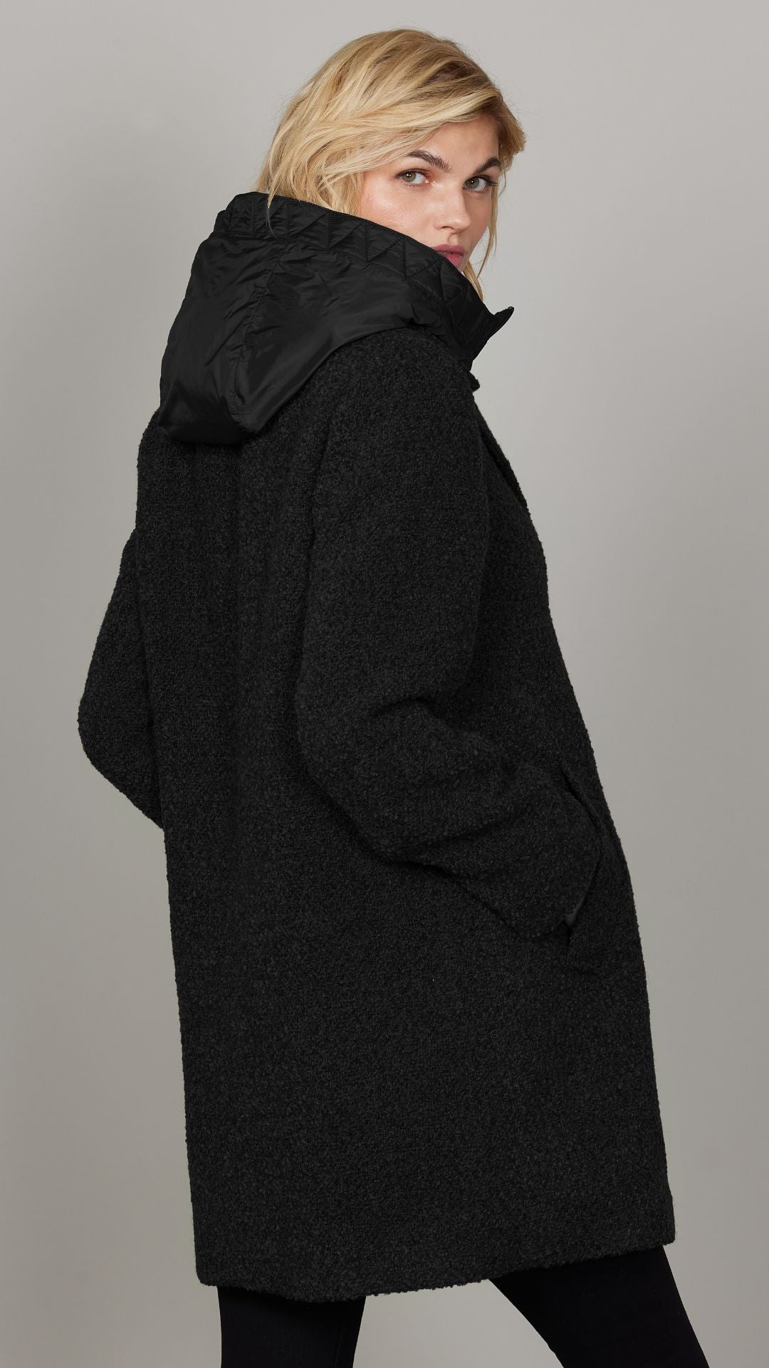 Dual Layer Hooded Insert Long Length Coat. Style JUN2013-13