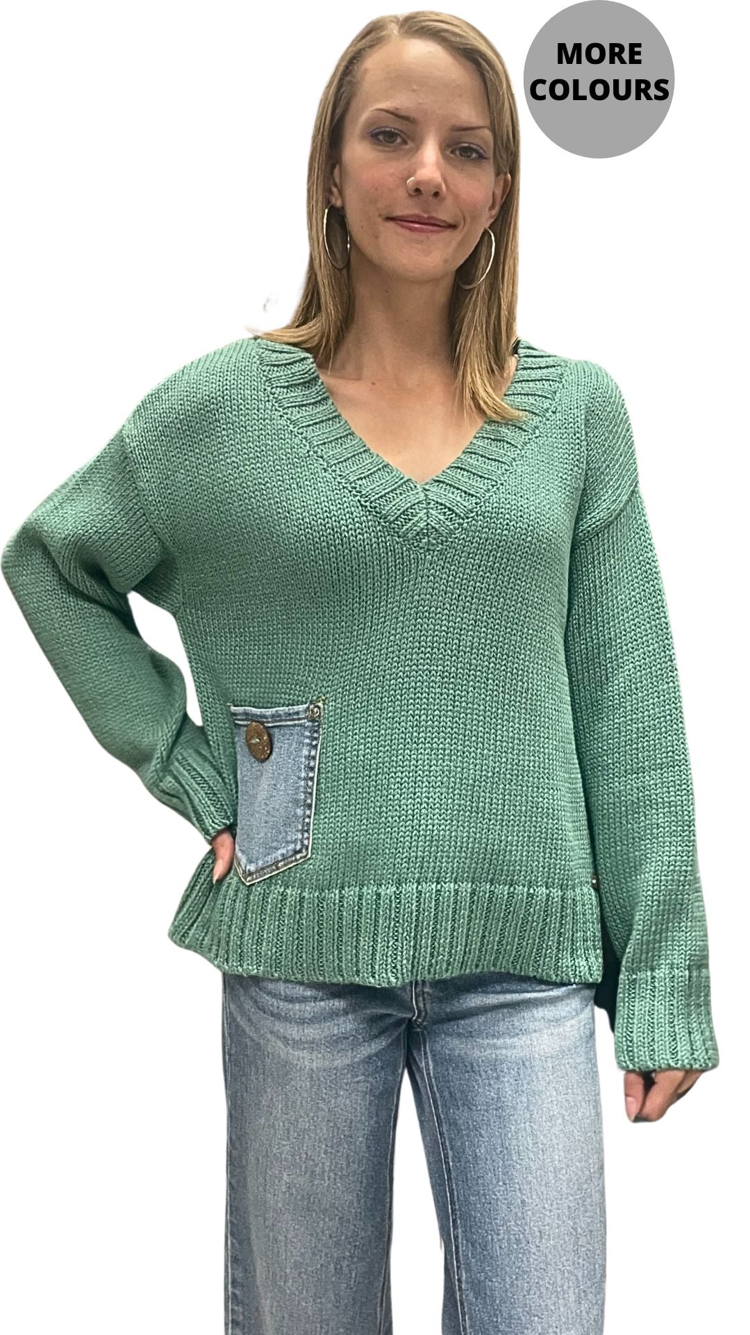 Wood Button Detail Anniston Pull-Over. Style SHNP5604
