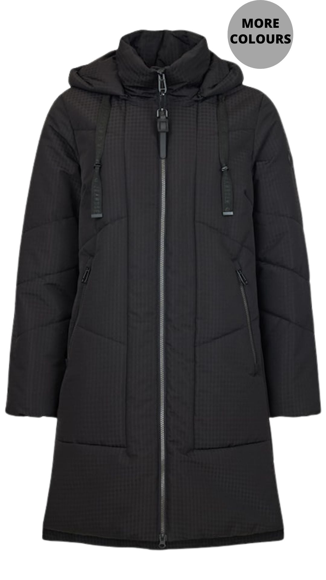 Long Length Zip Front Removable Hood Jacket. Style FR311