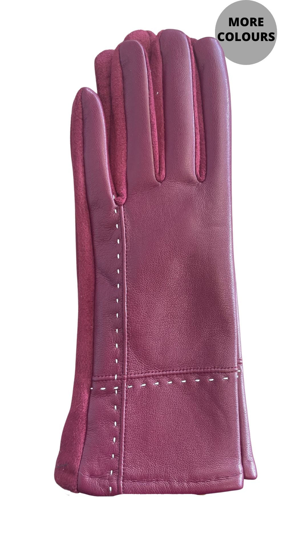 Vegan Leather Stitched Stretch Gloves. Style ELWMILA34