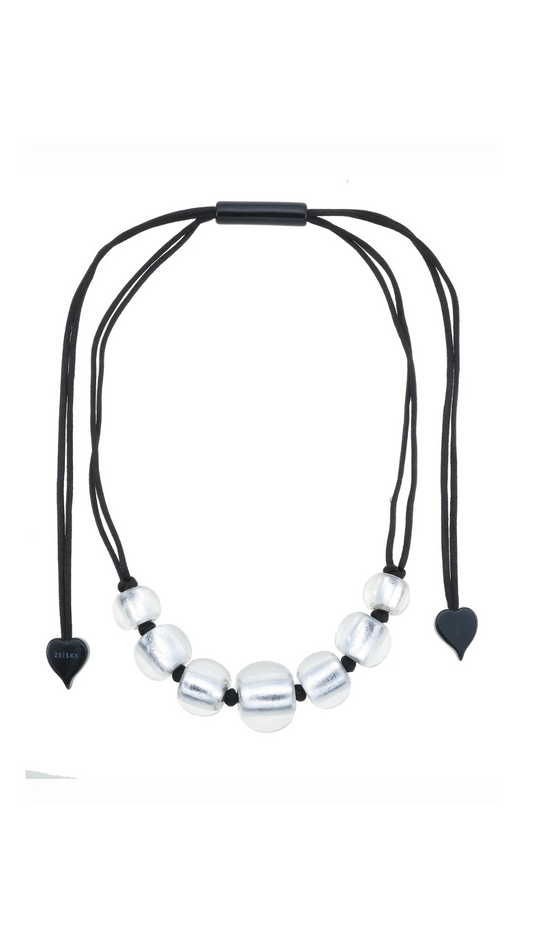 Precious Collection - Silver Resin Bead Necklace. Style 1000126S000Q07