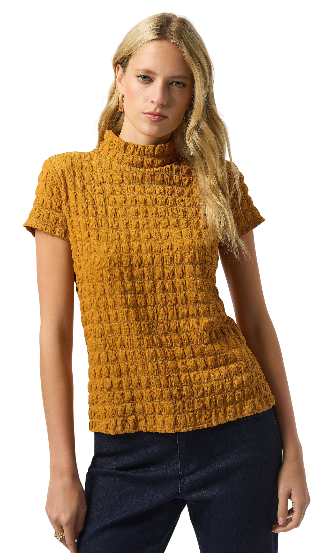 Textured Knit Fitted Short Sleeve Top. Style JR253256