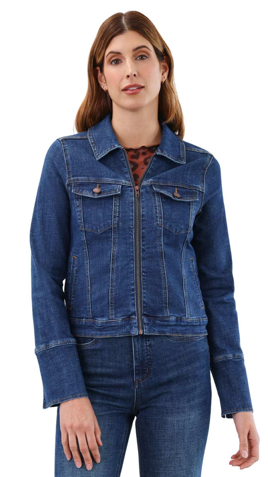 Denim Zip Front Jacket. Style FD1193809