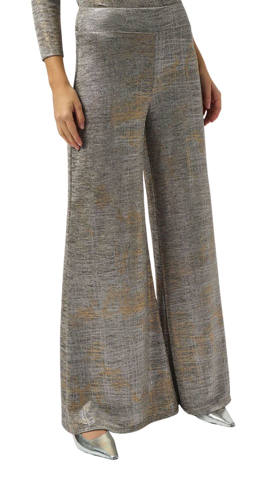 Foiled Melange Wide Leg Pant. Style JR253274