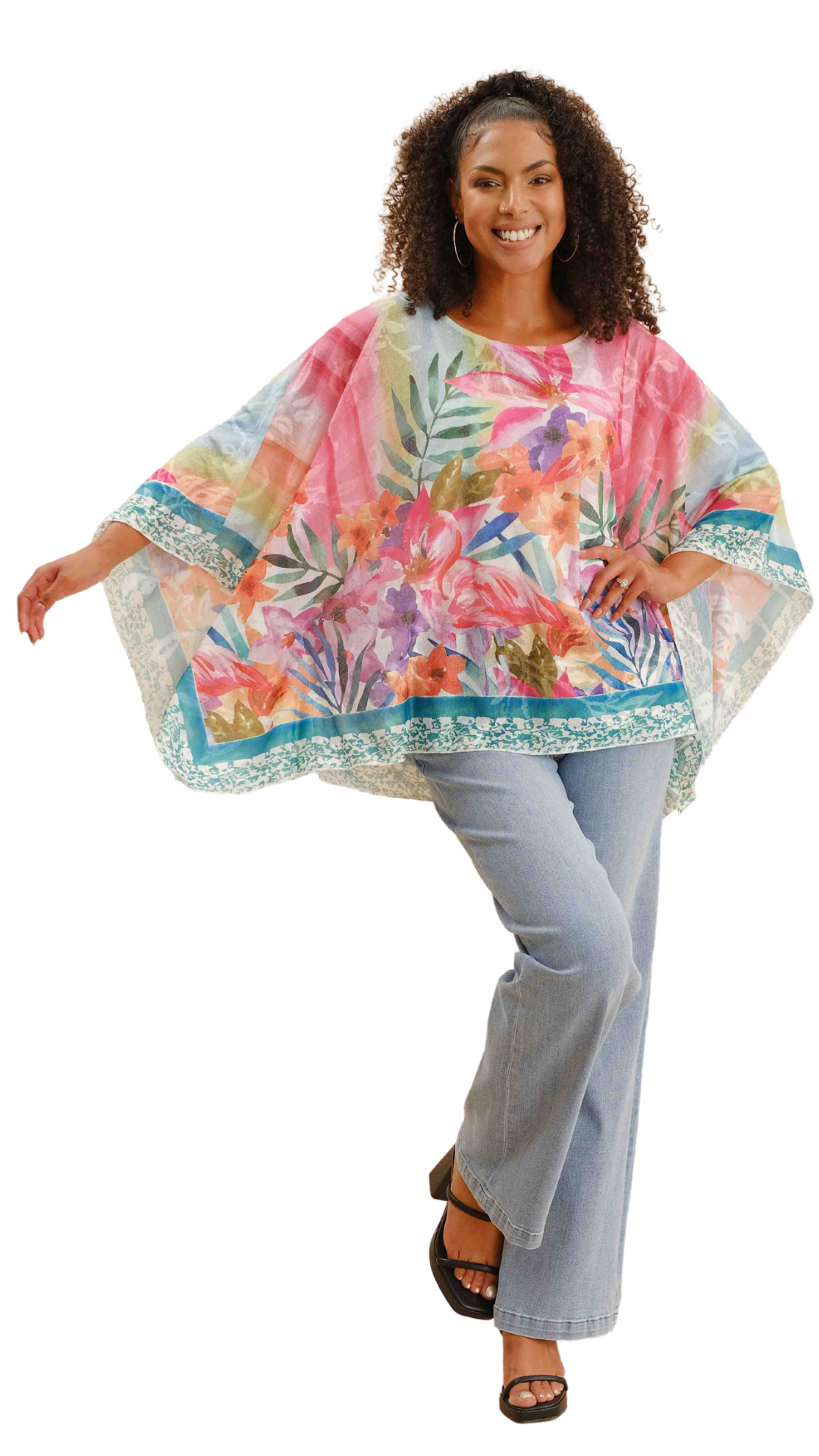 Multi Colour Poncho Top. Style CAT125151