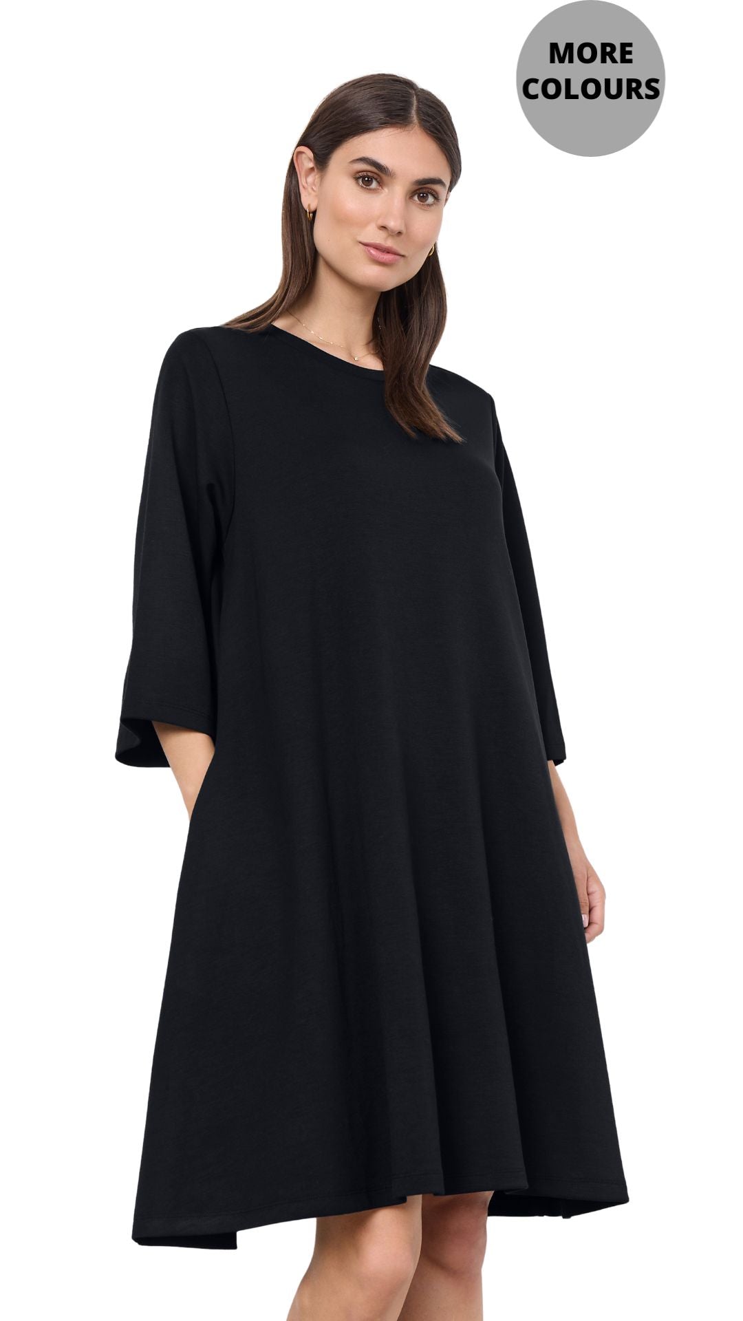 3/4 Sleeve Flared Skirt Midi Length Dress. Style SOYA4F26307