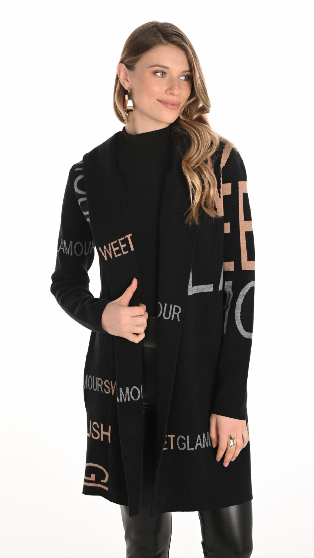 'Sweet Glamour' Knit Hooded Cardigan. Style FL253846