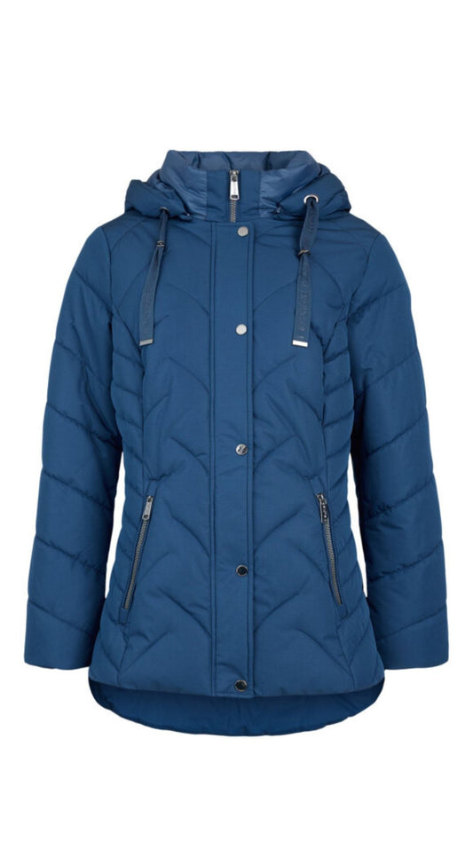 Detachable Hood Zip & Snap Buttons Puffer Jacket. Style FR305