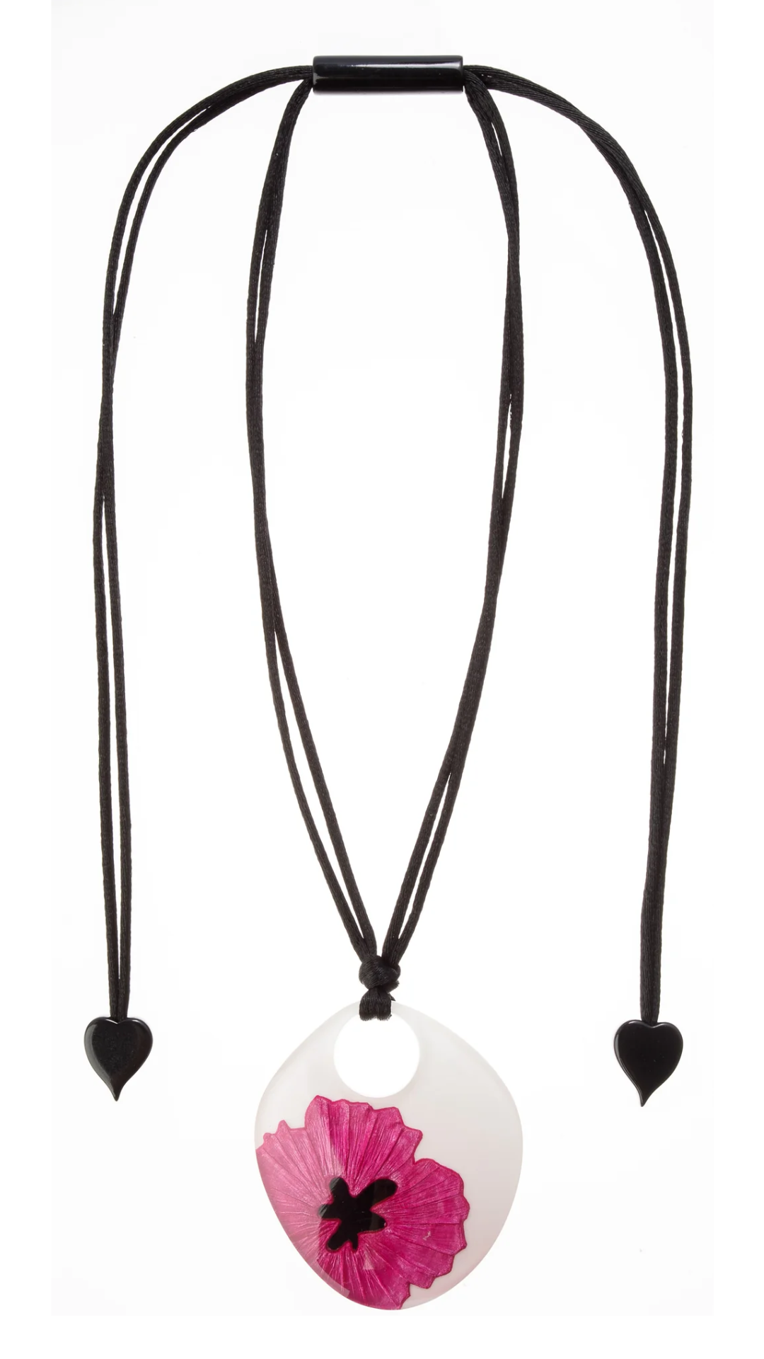 Baila Collection - Large Pink Floral Resin Pendant Necklace. Style 5430201PINKQ00