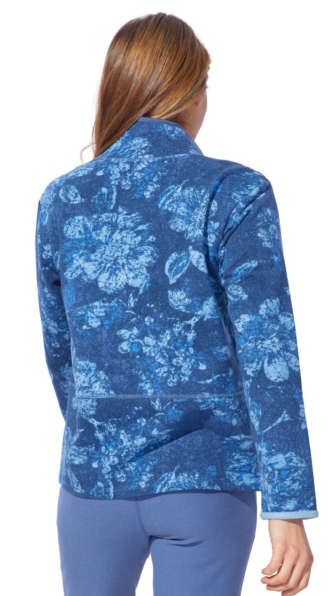 Quarter Zip Blue Tone Abstract Print Pullover. Style ESC14651