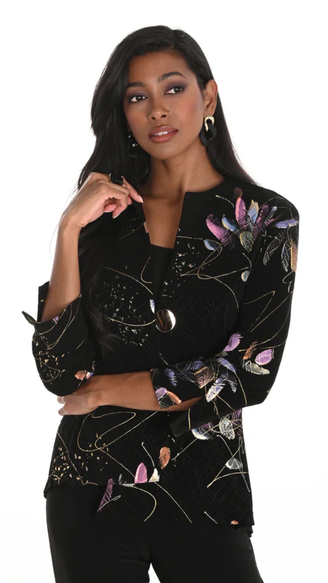 Abstract Sparkle Multi Colour Print Jacket. Style FL259163