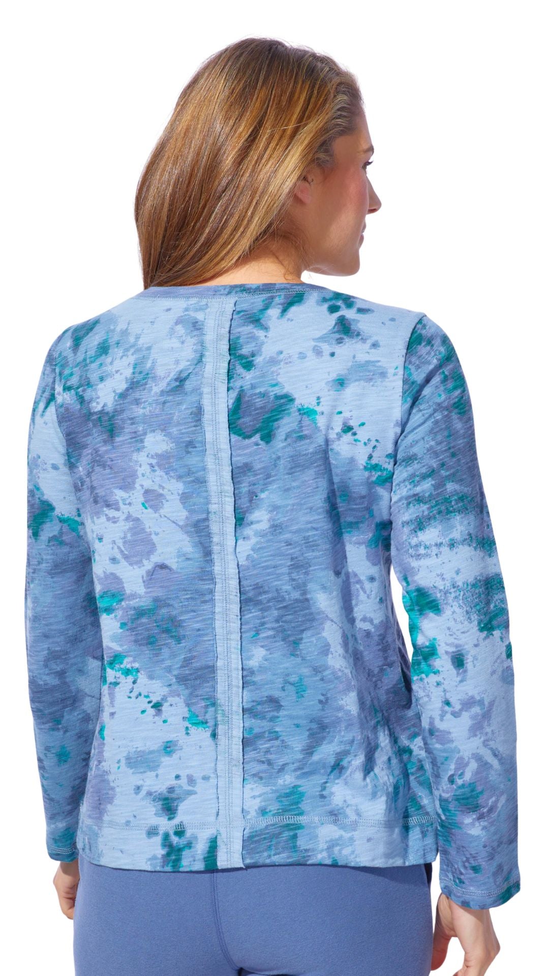 Centre Seam Round Neck Long Sleeve Top. Style ESC21430