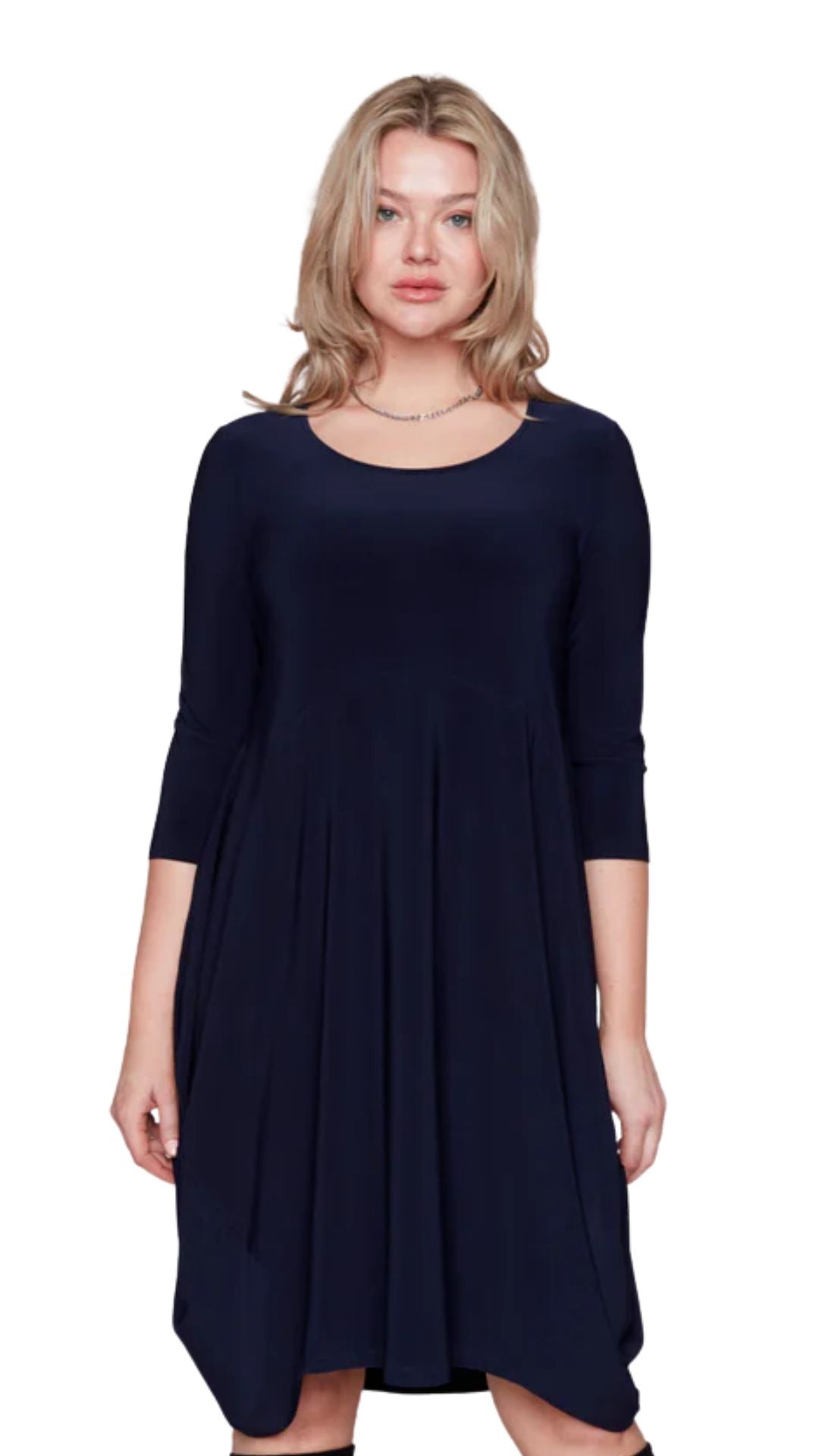 Round Neck 3/4 Sleeve Balloon Hem Dress. Style CK34036