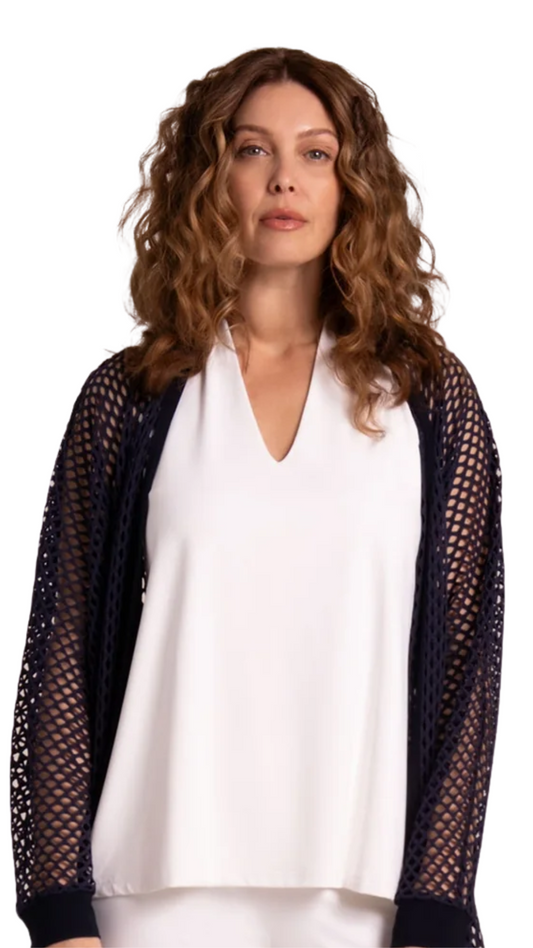 Honeycomb Mesh Open Front Cardigan. Style SIHON25194