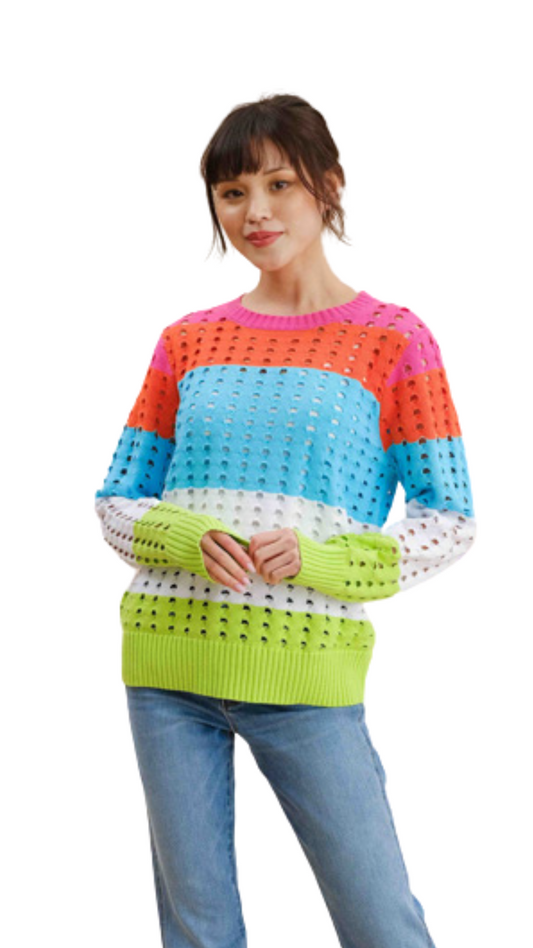 Funsport Open Knit Multi Coloured Sweater. Style FS251740