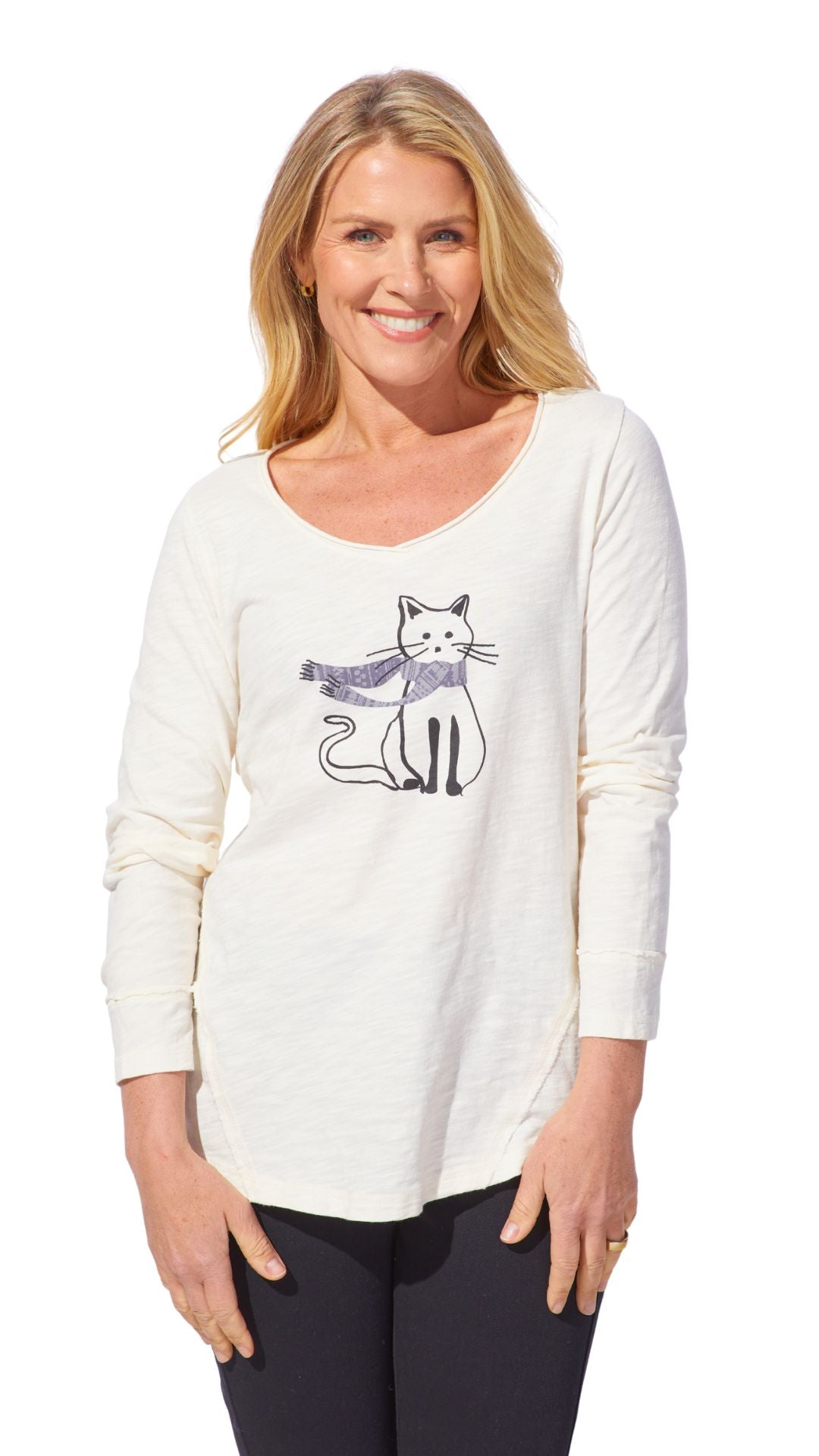 V-Neck Chilly Cats Top. Style ESC41726
