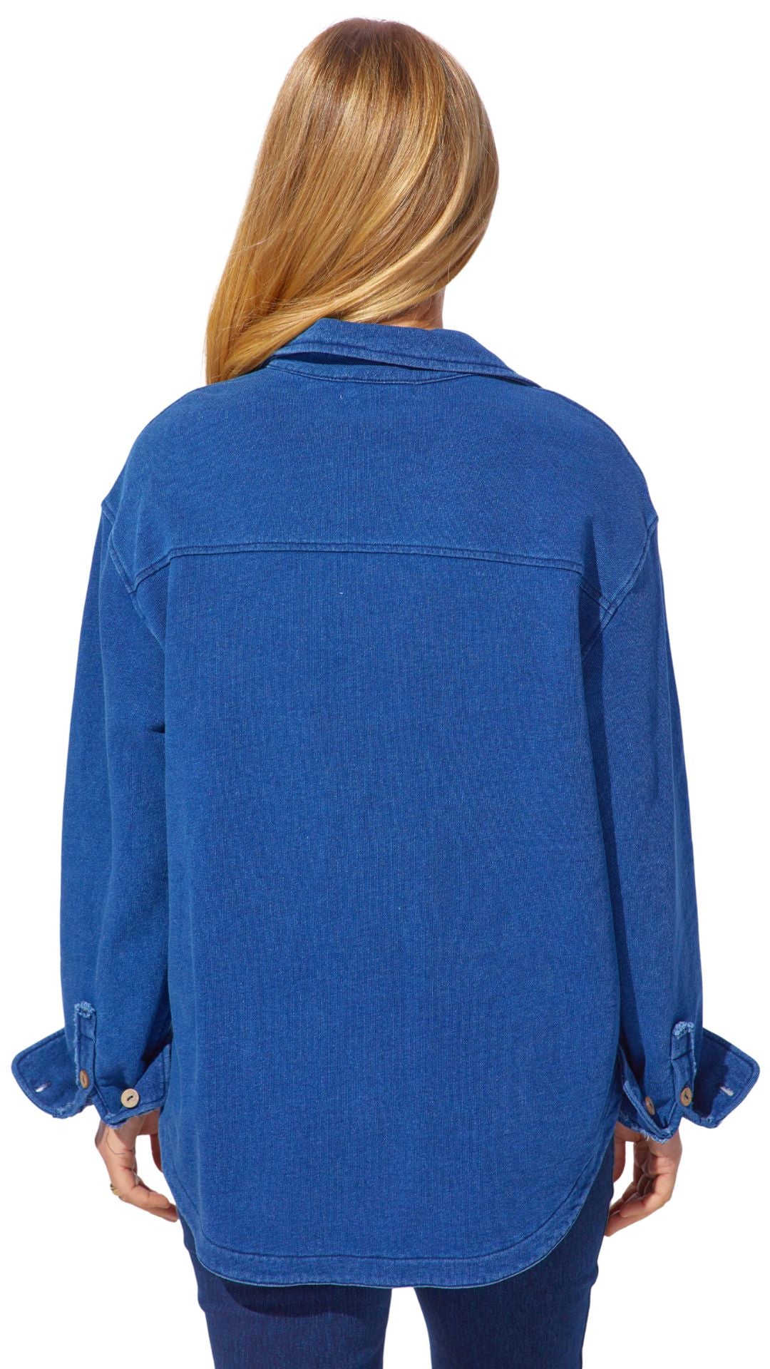 Button-Front Anywhere Light Shacket. Style ESC28095