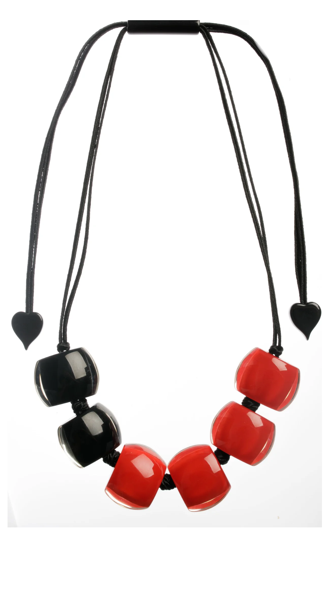 Bellissma Collection - Red & Black Square Beads Necklace. Style 7240105BREDQ06
