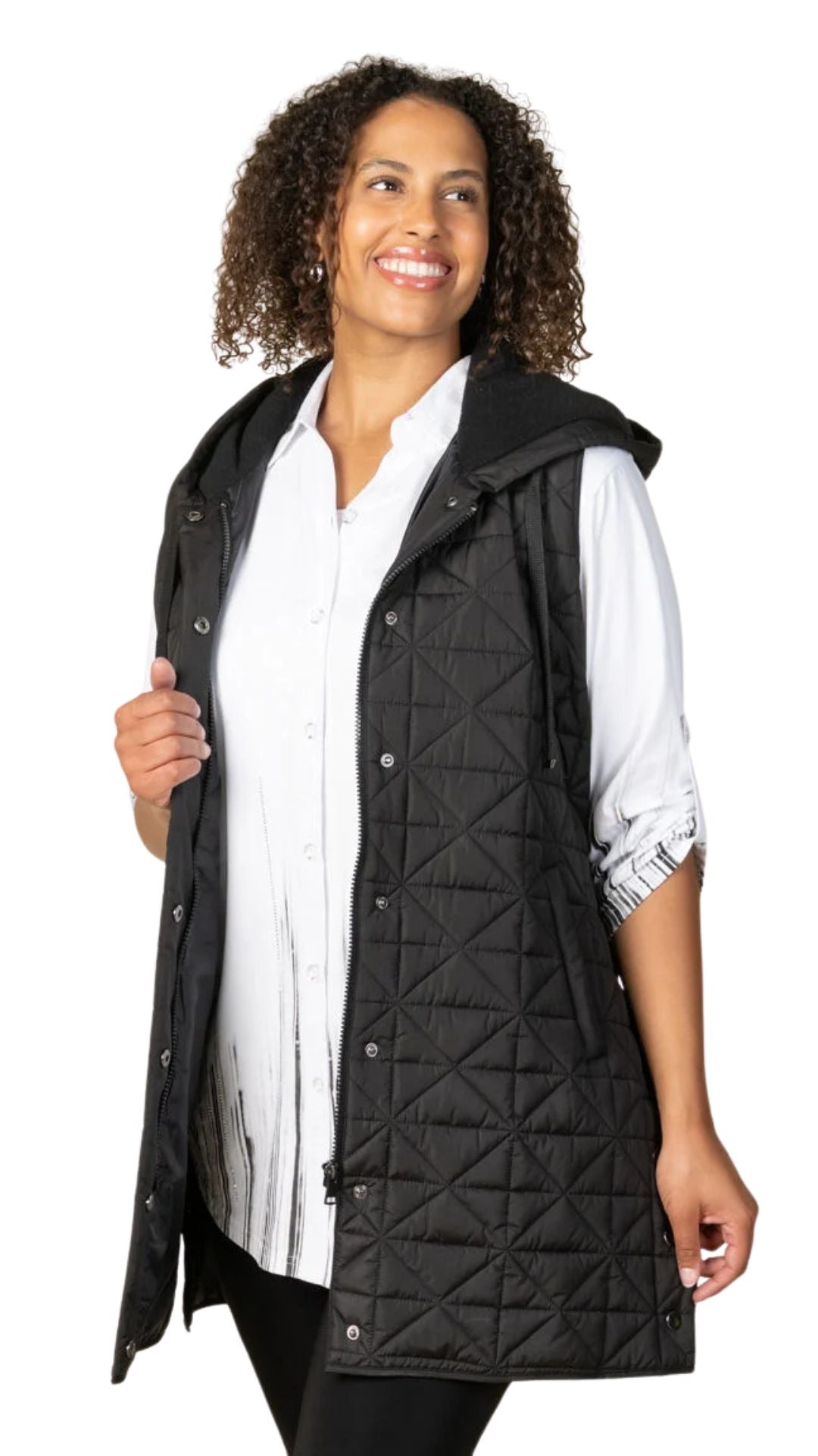 Lightweight Quilted Fabric Longer Length Vest. Style MIWL2595V