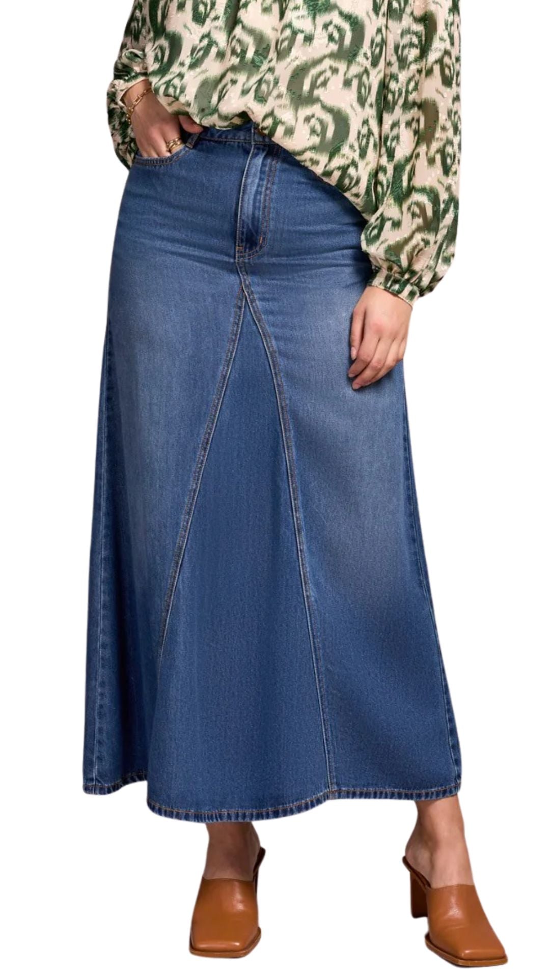 Flowy Long Denim Skirt. Style TR5936O-4390